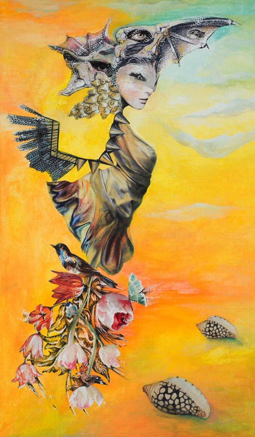 Nino Japaridze - Stranger of Gardens (Etranger des Jardins) - Japaridze Tarot - 2012-2013 mixed media painting